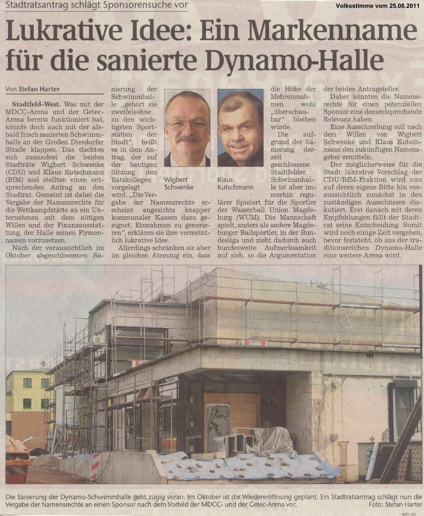 Lukrative Idee: Ein Markenname f�r die sanierte Dynamo-Halle