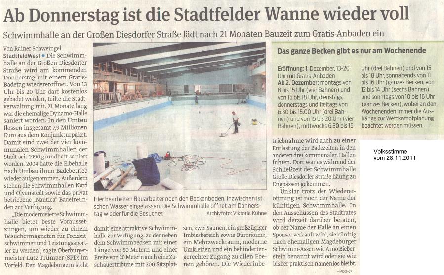 Ab Donnerstag ist die Stadtfelder Wanne wieder voll
